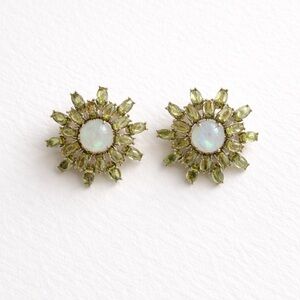 Sterling Silver Peridot and Sri Lankan Moonstone Earrings New